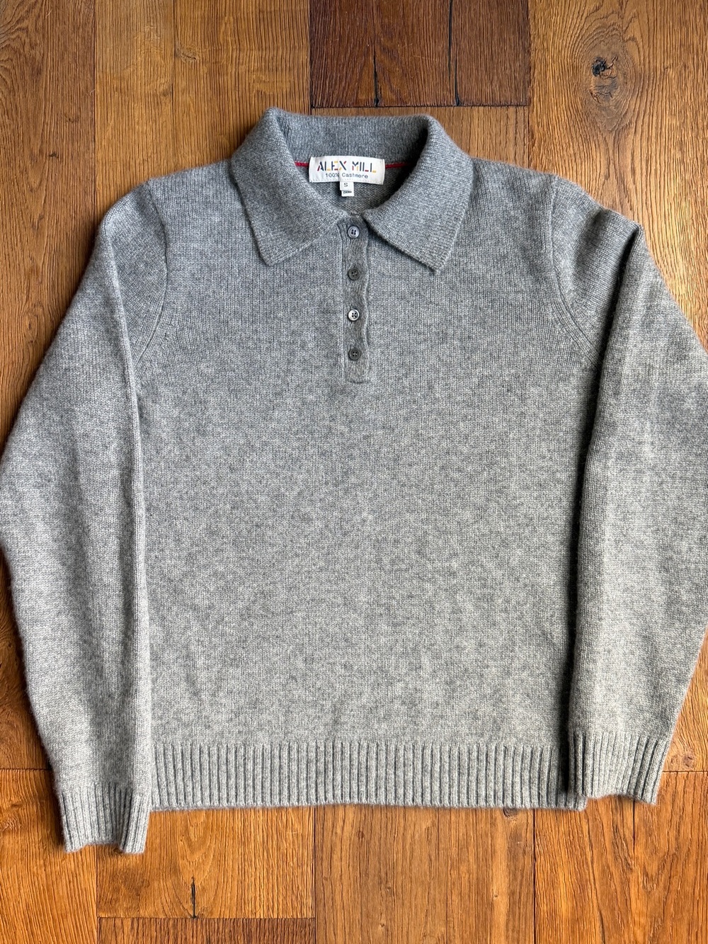 Alex Mill Alice 100% Cashmere Polo Sweater Gray Small
